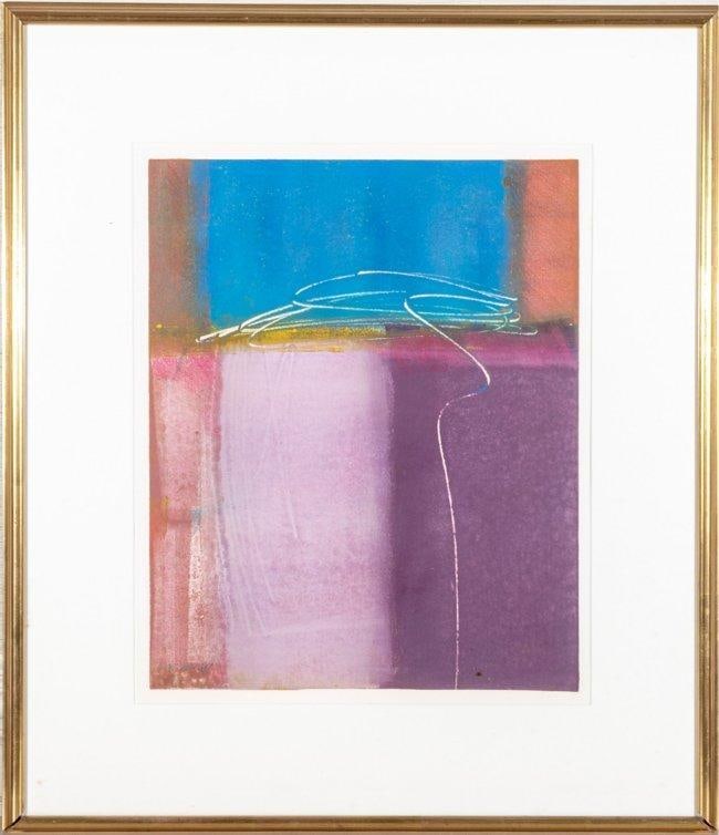Vibrant Abstract Lithograph, Purple Pink Blue, Signed and Gilt Framed (1 of 6)