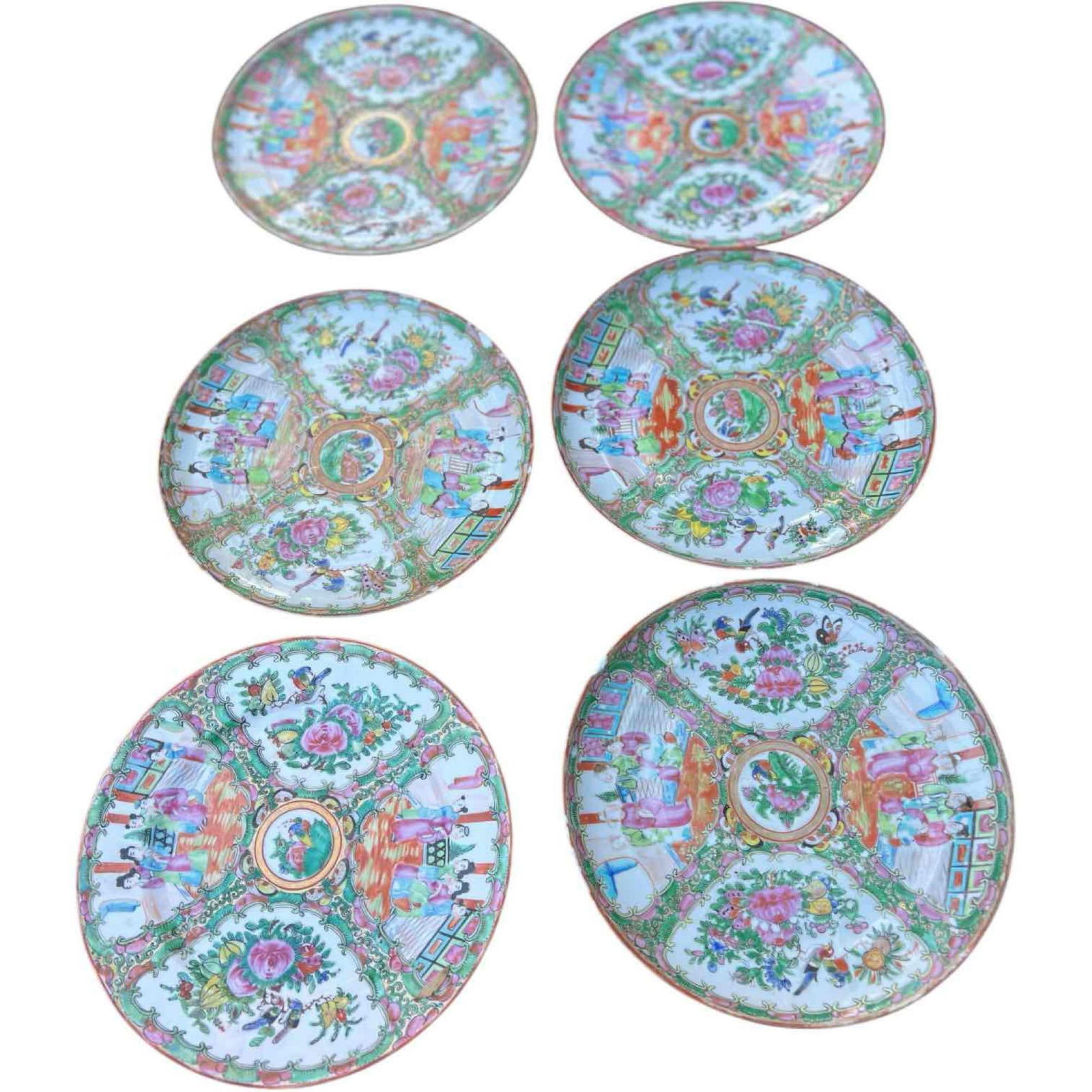 Vintage Famille Rose Medallion Dinner Plates, Set of 6 (1 of 19)