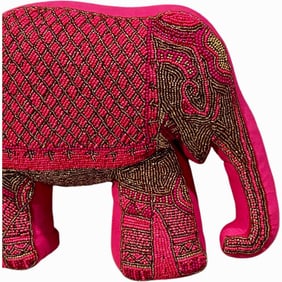 Beaded Elephant Decorative Accent Pillow