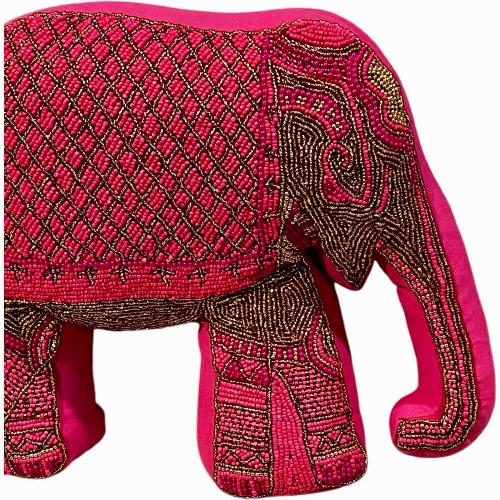 Beaded Elephant Decorative Accent Pillow: Origin: Unknown Item Type: Pillow Materials: Beads Signed/Stamped: Design Features: Beaded Elephant Condition: No dam