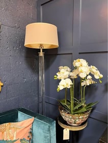 Restoration Hardware Clear Lucite Acrylic And Chrome Floor Lamp