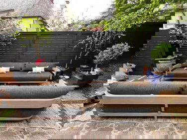 Restoration Hardware Balmain Outdoor 108" Sofa Cushion Set, Grey Perennials -** CUSHION SET ONLY **