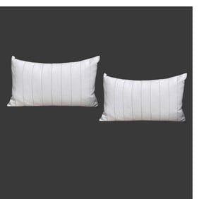 Restoration Hardware Pair Striped White Perennials Outdoor Accent Lumbar Pillow Covers