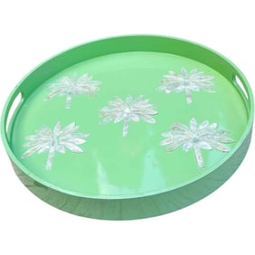 Mint green Lacquered Display Tray with Capiz Palm Tree Motif
