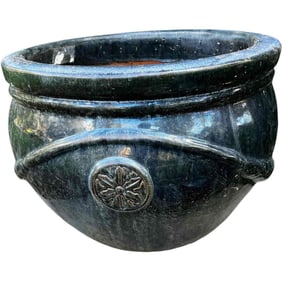 Black Glazed Pottery Outdoor Planter Anduze Style