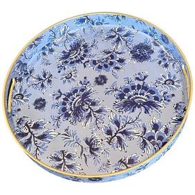 Chinoiserie Style Resin Serving Tray Round Decorative Serving Tray