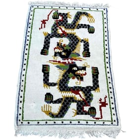 Great Vintage Rug Double Dragon Motif