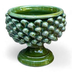 Italian Glazed Ceramic Pine Cone Bowl For Good Luck And Prosperity, Handmade in Italy