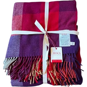 Luxury Plaid Avoca Irish Wool Throw, Brand New