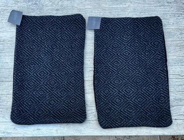 Restoration Hardware Merino Wool Grey and Black Geometric Lumbar Pillow Covers, a Pair