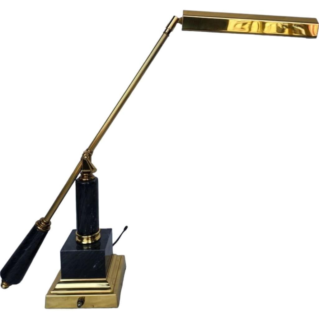 Elegant Piano Lamp, Brass and Marble, Needs Rewiring: Brand: Unbranded Item Type: Piano Lamp Dimensions: Height: Adjusts from 0" to 20" Base: 5" Square Bulb: 13W-PL flourescent Switch: On base Shade: 10" Cord: B