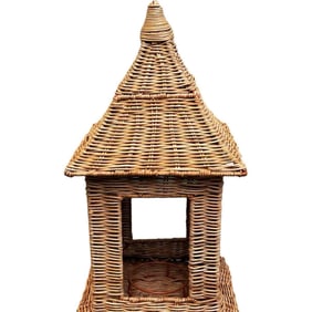 Natural Wicker Asian Pagoda Decorative Art, Lanterns, Bird House