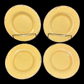 Williams Sonoma "Yellow Rustic" Melamine Dinner Plates Dinnerware, Set of 4, New