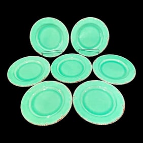 Williams Sonoma "Turquoise Rustic" Melamine Dinner Plates Dinnerware, Set of 7, New