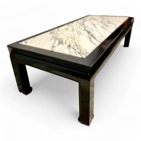 Vintage Ebonized Marble Top Coffee Table Rectangular - Dark Brown