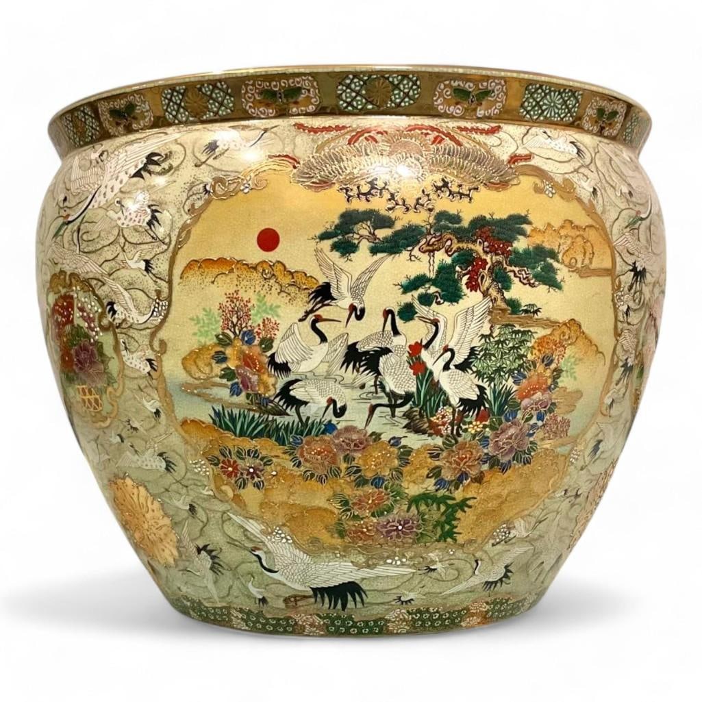 Large Porcelain Planter, Fish Bowl, Signed (1 of 4)