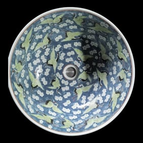 Hand Painted Wash Basin, Counter Top Wash, Bathroom Vessel Sink, European Inspired Sink - Heron Moti