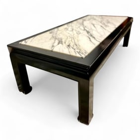 Vintage Ebonized Marble Top Coffee Table Rectangular