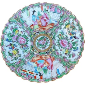 Vintage Famille Rose Medallion Dessert Plates, Set of 5