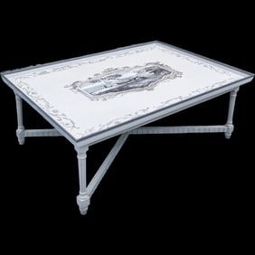 Spectacular Vintage Hand Painted Large Coffee Table