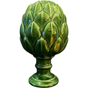 Green Glazed Ceramic Artichoke Decorative Sculpture, Decorative Figurine