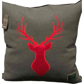 Charles Gellen Luxury Irish Wool Decorative Accent Pillow, Red, Green Plaid, Christmas Decorative