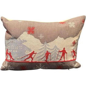 Apres Ski Luxury French Tapestry Lumbar Pillow by Rolande Du Dreuilh French Designer Decor, Gifts