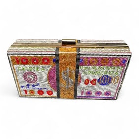 Playful Faux Rhinestone Dollar Bill Shoulder Bag, Purse, Clutch Bag
