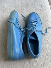 Common Project Men's Luxury Sneakers, Made in Italy Light Blue Leather