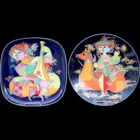 Rosenthal Germany Pair of Gorgeous Colorful Display Plates