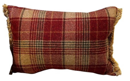 Luxury Wool Plaid Decorative Accent Holiday Throw Pillow by Hines of Oxford, Made in England