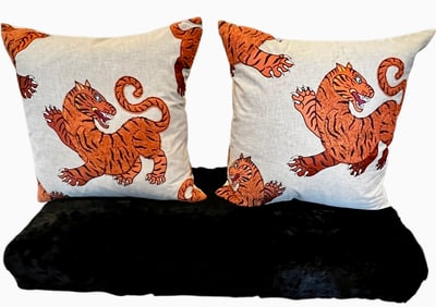 Luxury Easy Tiger Tandoori 22" Square Decorative Throw Pillow, New (1 of 2)