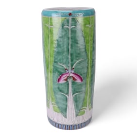Chinese Hand-Painted Cabbage Bok Choy Ceramic Umbrella Stand/Holder, Jingdezhen Porcelain