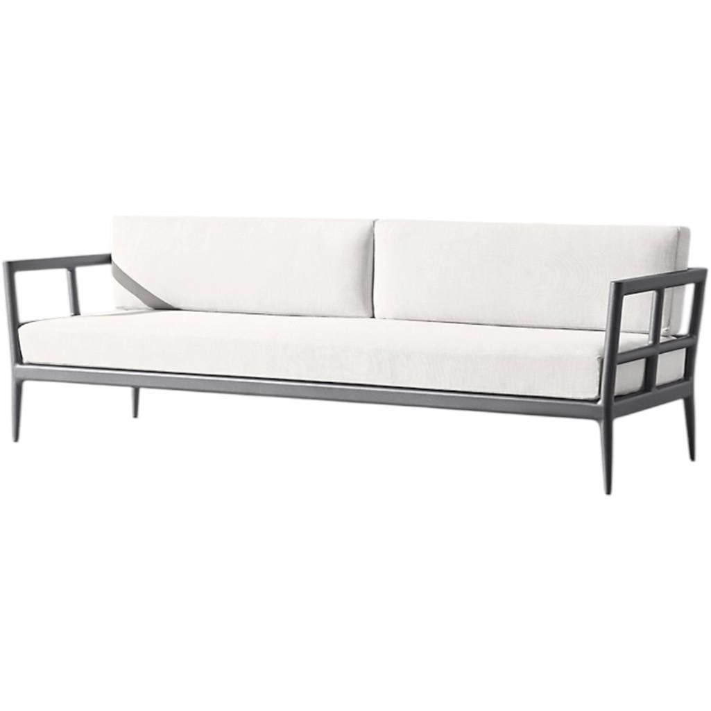 Restoration Hardware Outdoor Sofa Brand New, $3900: Restoration Hardware sofa couch from the popular Laurel collection. Brand new 108" luxury sofa. Artisan-built of all-weather aluminum, the collection is precision welded and powder-coated for unsurpas
