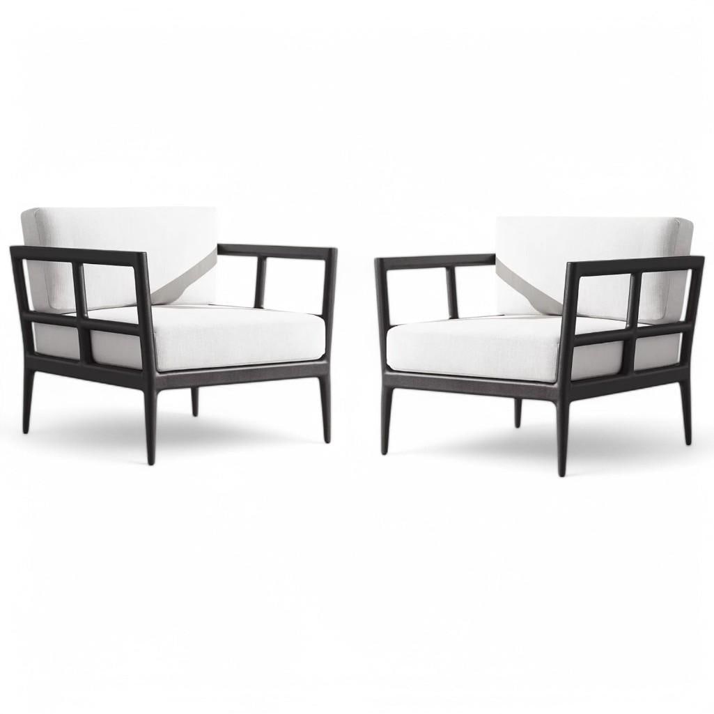 Restoration Hardware Outdoor Lounge Chairs Brand New, $2900: Restoration Hardware lounge chair from the popular Laurel collection. Brand new lounge chairs, a pair. Artisan-built of all-weather aluminum, the collection is precision welded and powder-coated for u