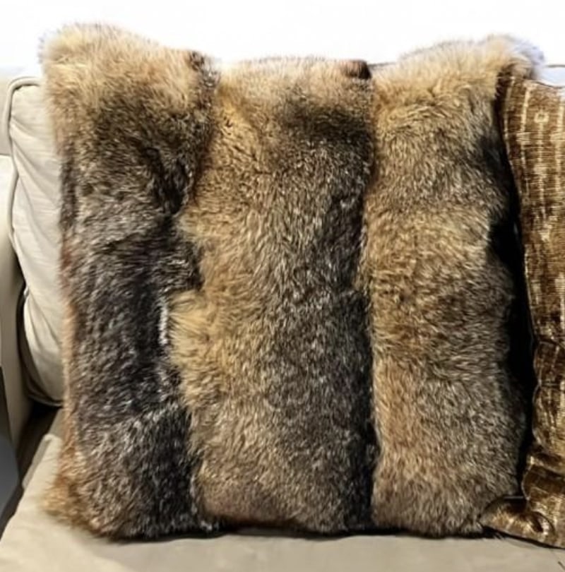 Fox Fur Luxury Pillow, 22 x 22: Fox fur accent pillow. Insert included. Dimensions: 22x22