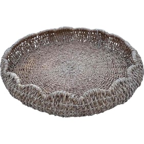 Round Woven Tray with Scalloped Edge, New
