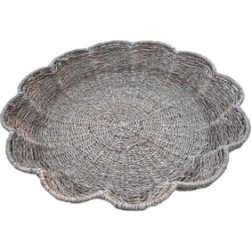 Oversized Woven Floral Shaped Centerpiece Bowl or Serving Tray