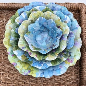 Brand New Set of Hydrangea Pattern Melamine Bowls