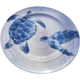 Set of 8 Nautical Sea Turtle Melamine Dinner Plates, Brand New
