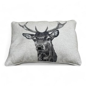 Luxury Linen Tapestry Piped Pillow by Hines of Oxford - Country Linen Stag Throw Pillow