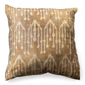 Williams Sonoma Velvet Gold and Cream Accent Pillow, Decorative Throw Pillow