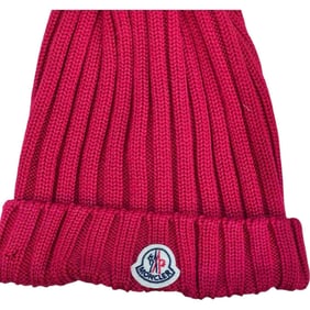 Authentic Moncler Knit Beanie with Fur Trim