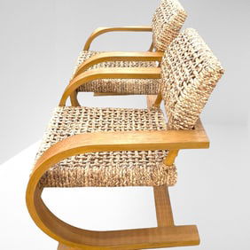 Restoration Hardware Bali Lounge Chair – Handwoven Water Hyacinth Seat, a Pair, Brand New