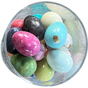 Collection of Italian Alabaster Egg-Shaped Decorative Items