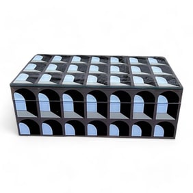 Lacquered Trinket Storage Box in Fornasetti Style, Architectural Arches Design