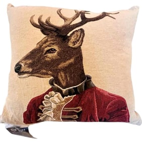 Hines of Oxford “Ronald Reindeer" Tapestry Pillow, New