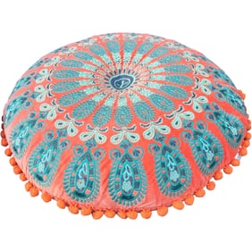 Pair of Brand New High-Quality Embroidered Bohemian Velvet Pillows – 16” Diameter, Made in