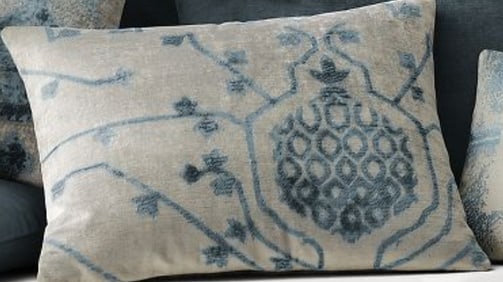 Restoration Hardware Velvet Oushak Vine Lumbar Pillows, Brand New, a Pair, 14" x 22"