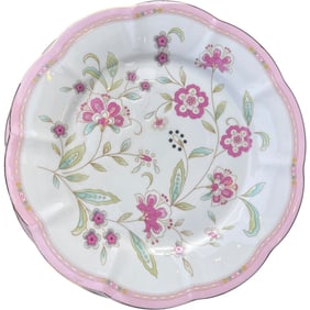 Set of 8 Brand New Floral Porcelain Plates – Pink & Gold Accents